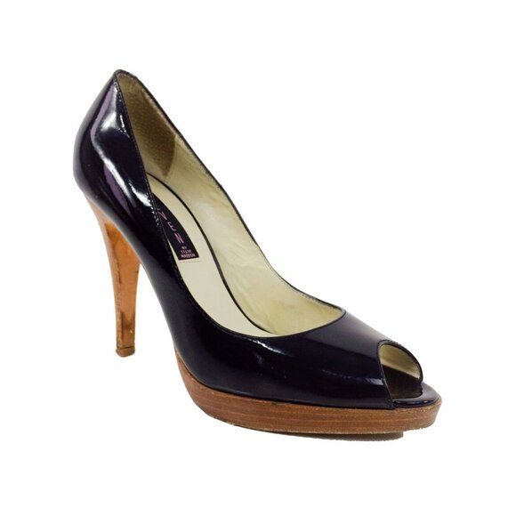 Steve Madden Shoes - Vintage Y2K Steve Madden Black Patent Leather Peep Toe Office Siren Pumps Heels